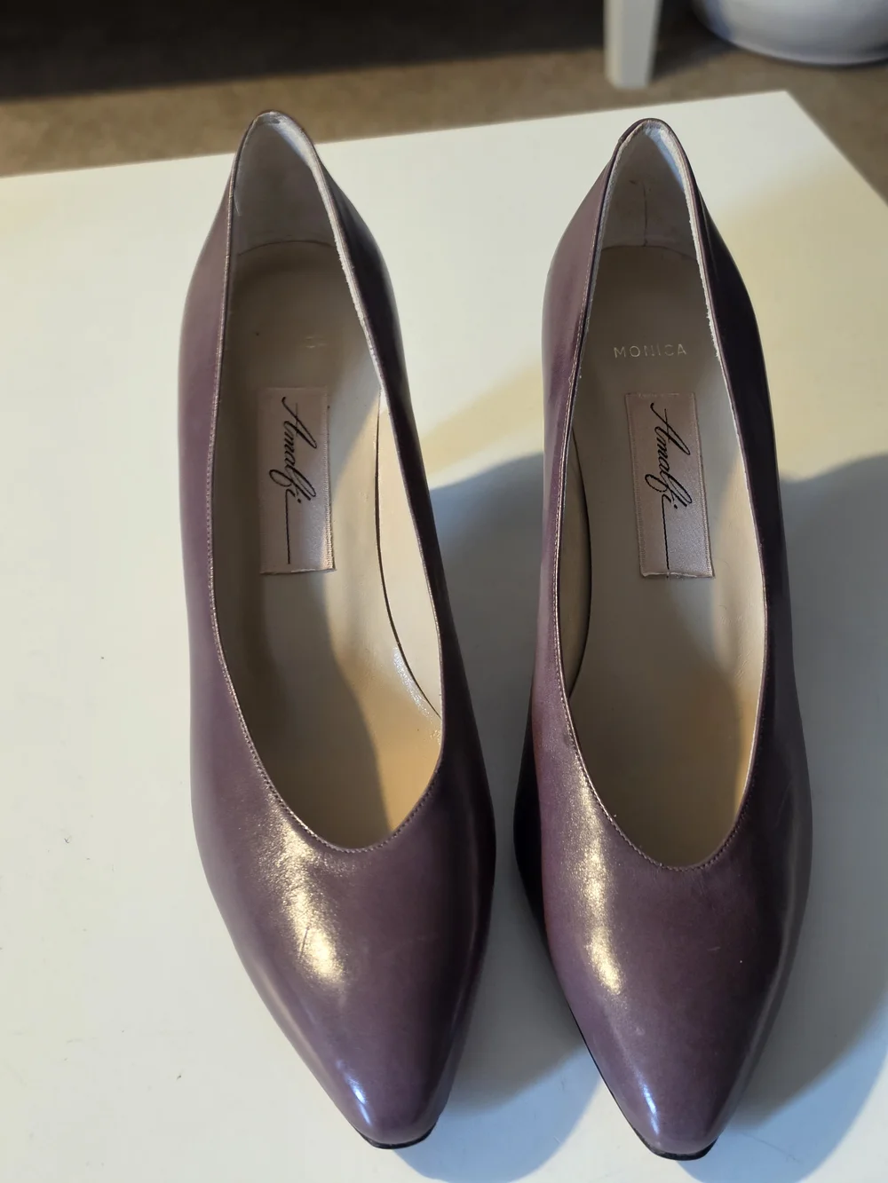 Vintage Amalfi Monica Mauve Pointed-Toe Mid Heel Leather Pumps - Picture 11 of 11